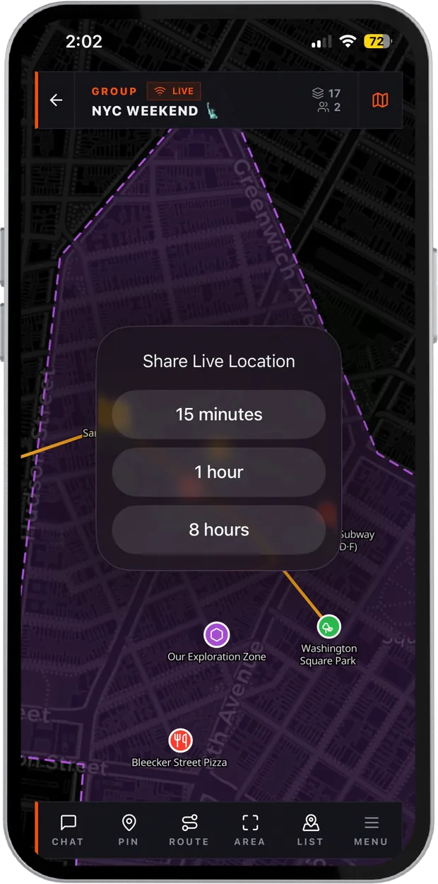 Sharing a live location